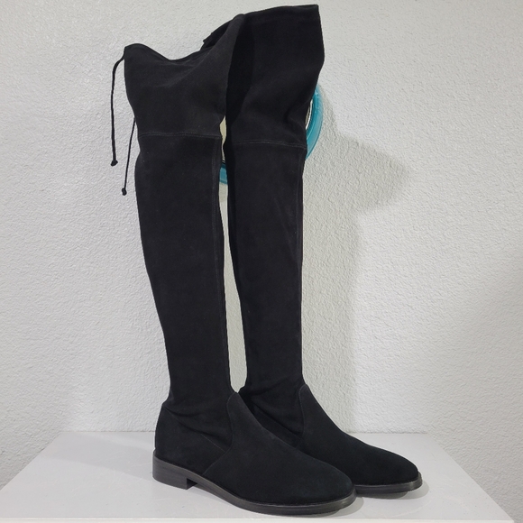 New Stuart Weitzman Jocey Stretch Suede OTK Boots Black Size 8 US S0741 - Picture 4 of 14